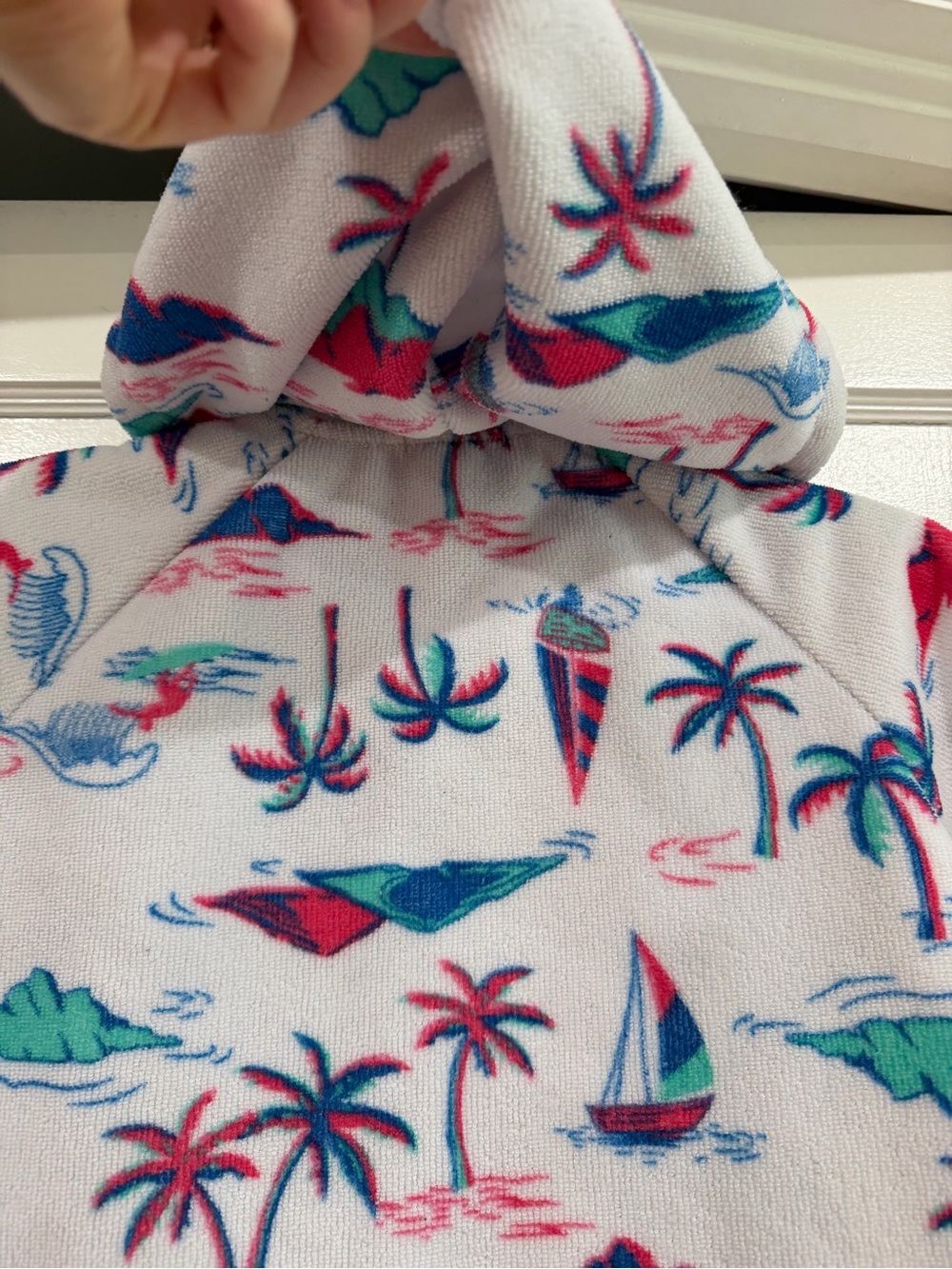 Tommy Bahama White Terry Hoodie with Blue Trim - Picture 7 of 7